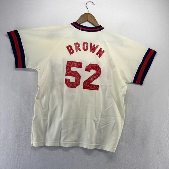 Vintage California Angels Jersey Mens XL White Sand Knit Nylon Brown #52 Stained - Picture 8 of 15